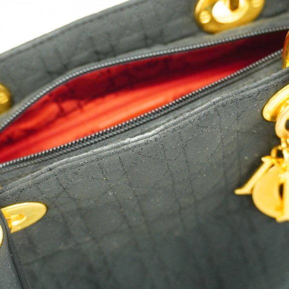 Christian Dior Handbag Cannage Lady Nylon Black Women's - Picture 8 of 14